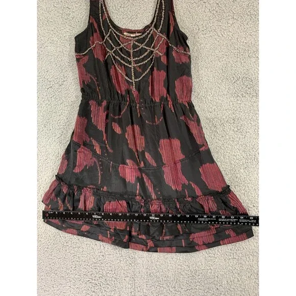 Anthropologie Ecote Beaded Tapestry Dress Red Black Floral Embellished - Picture 9 of 13